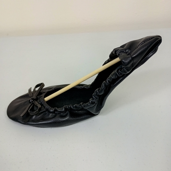 Sidekicks Foldable Ballet Flats Black Large 8.5-9.5 Bows Portable Travel Pouch - Picture 8 of 15